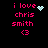 Pixel art displays pink text 'i love chris smith' with a heart symbol and animated light effects on black background.