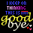 Pixelated text and heart symbols on black background with yellow, white, blue, pink, red, and gray colors.