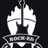 Black and white pixelated icon with guitar, flame, and banner text, showing animation where the lower portion shifts upward.