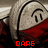 Pixelated image of a stylized character face with closed eyes, red lower half, and bold red text reading DARE at the bottom.