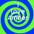Four identical spiral patterns with alternating blue and green rings, each containing white text reading "I Love Amber" in a pixelated font.