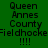 Green background with repeated text "Queen Annes County Fieldhockey!!!" in black, with yellow highlighting on specific words across three
