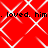 Red background with white diamond lattice pattern and repeated black text reading . loved. him. loved. him.