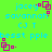 Pixelated text and pink square icons on bright green background, with cyan text reading jacey, savannah, CJ T, besst pple, and a pink square symbol with dots.