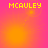 Yellow pixelated text 'MCAULEY' appears in four corners of a pink-orange gradient background with faint circular patterns.