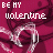 Animated sequence of 'BE MY VALENTINE' text and heart symbols on a dark red background with subtle floral patterns.