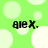 Green background with white circles and black text 'aieX.' repeated four times in a pattern