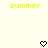Yellow pixelated text 'summer' appears twice on a light background with two black heart symbols below.