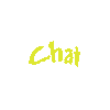 Yellow 'Chat' text in cursive script repeated across a gray background, with no visible animation changes.