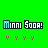 Pixelated text 'Minni Soor!' with colored letter accents and pink symbols on a bright green background, animated color changes across letters.