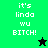 Pixelated text 'it's linda wu BITCH!' on green and black backgrounds with a star icon changing color.