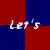Pixelated of red and blue squares with text 'Let's' in top-left, bicycle icon top-right, diamond-shaped 'W' logo bottom-left, and shield emblem with 'RAIDERS' text bottom-right