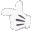 Five white cartoon hands with black striped fingers on a gray background, each in distinct pointing or gesturing poses.