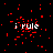 Black background with scattered red square pixels and white text 'i Rule' in pixelated font, five instances arranged across the frame.