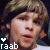 A 3x2 contact sheet of six animated frames showing a young person with light brown hair and a white shirt, each frame featuring the text "raab" with alternating heart symbols above it in white or blue.