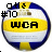 A circular icon with blue, white, and yellow sections displaying "WCA" text on a yellow band; the top-left corner shows partial black text including "K #10" or similar variations.