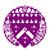 Circular purple icon with white pixelated patterns resembling a stylized crown or decorative border, featuring a central white shape with a purple outline.