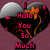 Pixelated heart-shaped icon with 'Hate You So Much' text, black center, silver top halves, orange flame-like accents on right side.