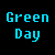 A contact sheet of 19 animated frames showing a pixelated text-based animation with alternating red and cyan colors for "Green Day" and "The best band EVER!" on a black background, ending in an equal sign.