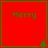 Four identical red square with green borders display "Merry" text and small green tree icons at bottom corners