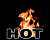 Animated fire icon with 'HOT' text below, showing sequential flame variations