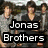 A split-screen image with Jonas Brothers on the left and Miley Cyrus on the right, both labeled in text overlays.