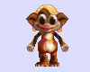 Animated character with brown and tan fur, large eyes, and a small tail in multiple poses against a light purple background.
