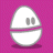 A 4-frame animated contact sheet showing a pixelated white egg-shaped character with gray eyes and mouth, each frame on a different solid background color (magenta, yellow, green, blue) with matching shadow colors.