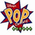 A red starburst shape with yellow 'POP' letters and green dots below, on a white background.