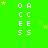 Green background with white text 'O A C E S' repeated in four , yellow stars scattered across the scene