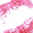 Pixelated pink and red floral pattern with scattered darker accents on a white background, forming an irregular border around empty space.