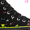 nine distinct high-top sneaker designs with varied patterns, colors, and text elements on a white background