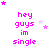 repeated 'hey guys im single' text in pink pixelated font with scattered star symbols on a white background
