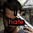 A static image with red text overlays arranged in a , displaying a phrase about hating life