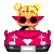 Pixel art contact sheet showing two frames of a cartoon character driving a pink car with visible text changes between frames.