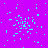 Purple background with scattered cyan pixel clusters resembling explosions or sparkles, and a solid gray rectangle in the bottom-right corner.
