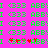 Pixelated green text and symbols on bright pink background with red pixel damage in bottom
