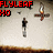 Pixelated image with red text 'FLYLEAF' and 'HO' on left, a vertical figure in dark top and light pants, and a cross-shaped object with glowing center on right.