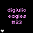 Pixelated pink text 'digiulio eagles #23' appears above white heart symbols on a black background, with varying numbers of hearts across frames.