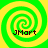 Four identical green and yellow spiral patterns arranged in a with "JMart" text below each spiral