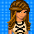 Pixel art contact sheet showing a blonde character in multiple poses with text about hair color stereotypes on blue background.