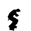 Silhouette of a person performing various skateboarding tricks against a gray background, including jumps and board flips.