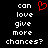Black background with white pixelated text reading 'can love give more chances?' and a red pixelated heart symbol above the text.