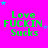 Bright pink background with green text reading "Love FUCKIN Sucks" and scattered blue stars in various positions across the
