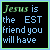 Pixelated text displays variations of "Jesus is the [EST/B ST/BE T/BES/BEST] friend you will have" across six with black backgrounds and light blue borders