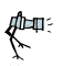 Animated sequence of a cartoon robot with blue and white segmented body parts, black limbs, and small feet on gray background.