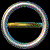 A circular icon with two interlocking rings in silver and gold tones, rotating through multiple angles against a black background.