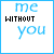 pixelated text-based icons with blue and black lettering on white backgrounds, displaying variations of phrases like "me without you" and "a geek without braces."