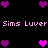 Pixelated icon with repeating pink text and heart symbols on black background, showing animated heart color changes.