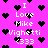 Pixelated pink background with scattered black hearts and repeated white text reading "I Love Mike Vighetti <333" in a pattern